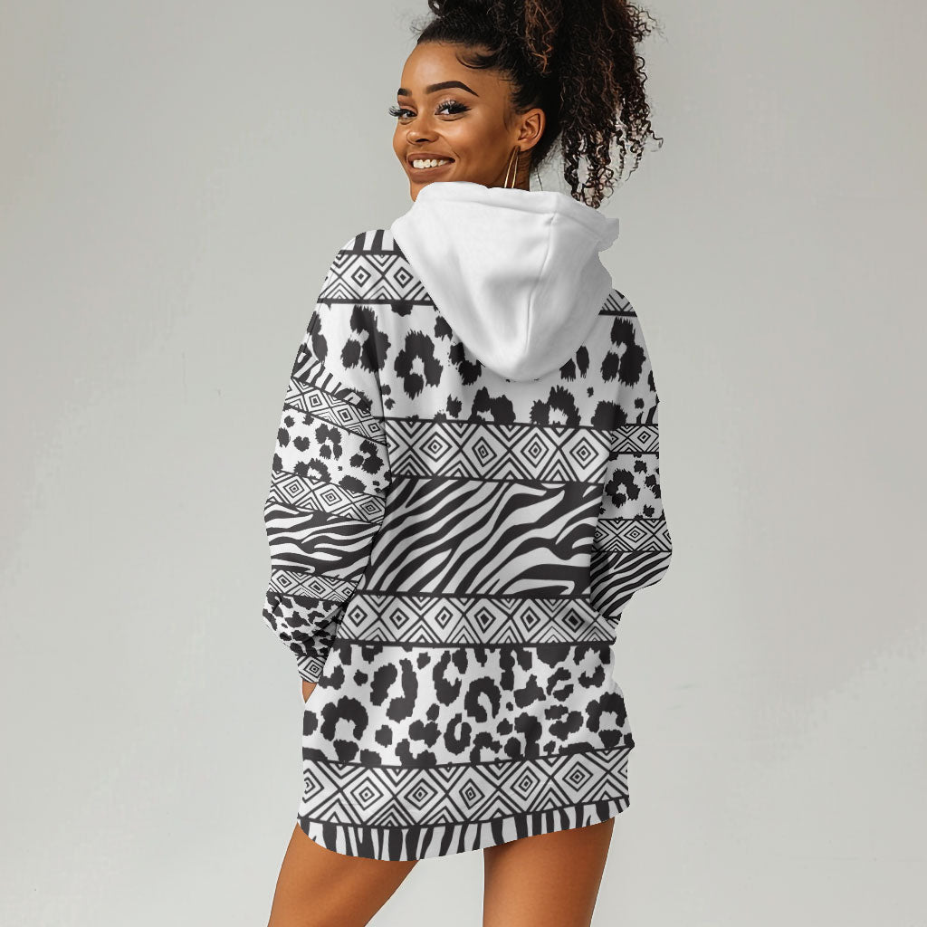 Nigeria Traditional Coral Bead Attire Hoodie Dress African Tribal Element Wild Animal Skins