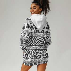 Nigeria Traditional Coral Bead Attire Hoodie Dress African Tribal Element Wild Animal Skins