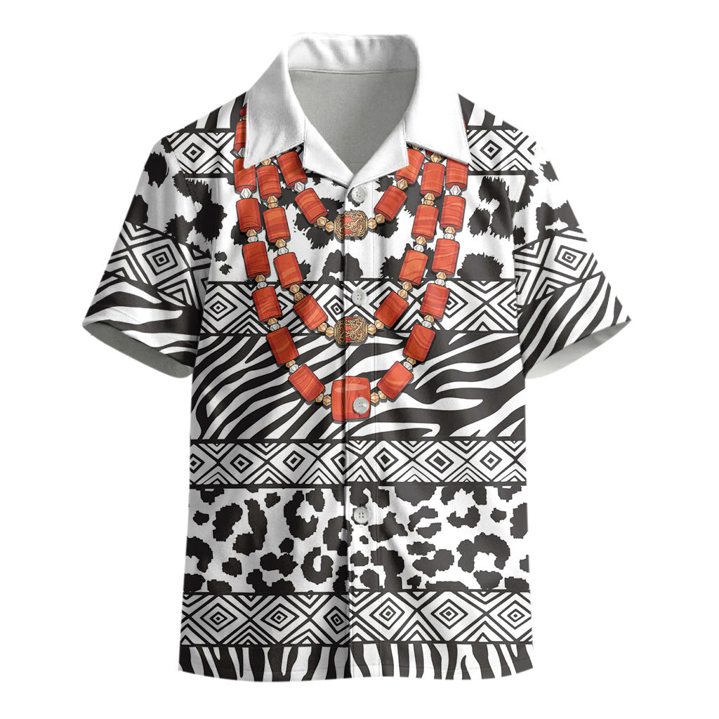 Nigeria Traditional Coral Bead Attire Kid Hawaiian Shirt African Tribal Element Wild Animal Skins