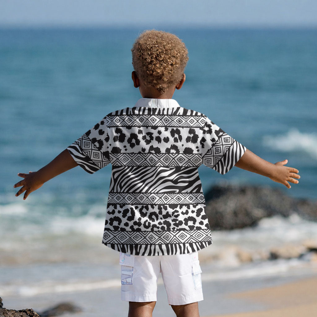 Nigeria Traditional Coral Bead Attire Kid Hawaiian Shirt African Tribal Element Wild Animal Skins