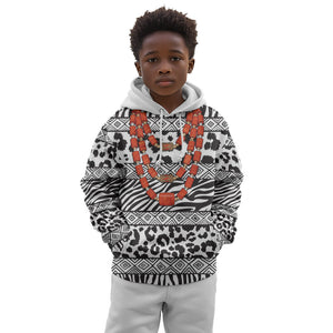 Nigeria Traditional Coral Bead Attire Kid Hoodie African Tribal Element Wild Animal Skins