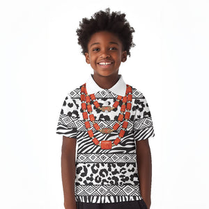 Nigeria Traditional Coral Bead Attire Kid Polo Shirt African Tribal Element Wild Animal Skins