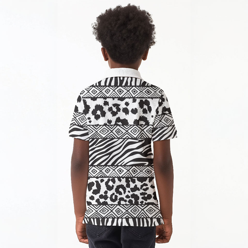 Nigeria Traditional Coral Bead Attire Kid Polo Shirt African Tribal Element Wild Animal Skins