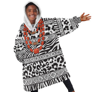 Nigeria Traditional Coral Bead Attire Kid Wearable Blanket Hoodie African Tribal Element Wild Animal Skins