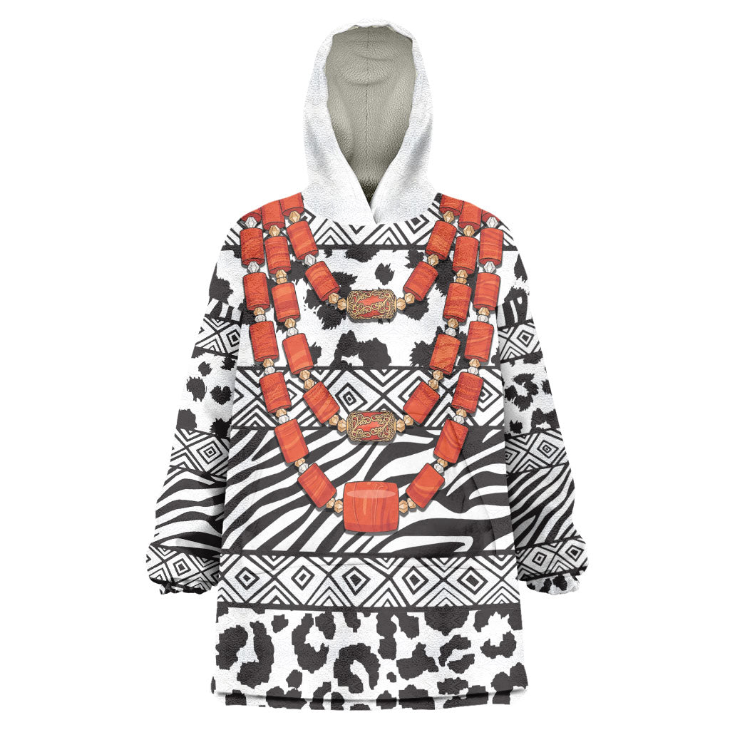 Nigeria Traditional Coral Bead Attire Kid Wearable Blanket Hoodie African Tribal Element Wild Animal Skins