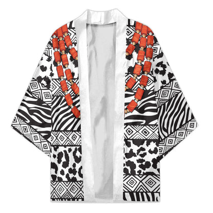Nigeria Traditional Coral Bead Attire Kimono African Tribal Element Wild Animal Skins