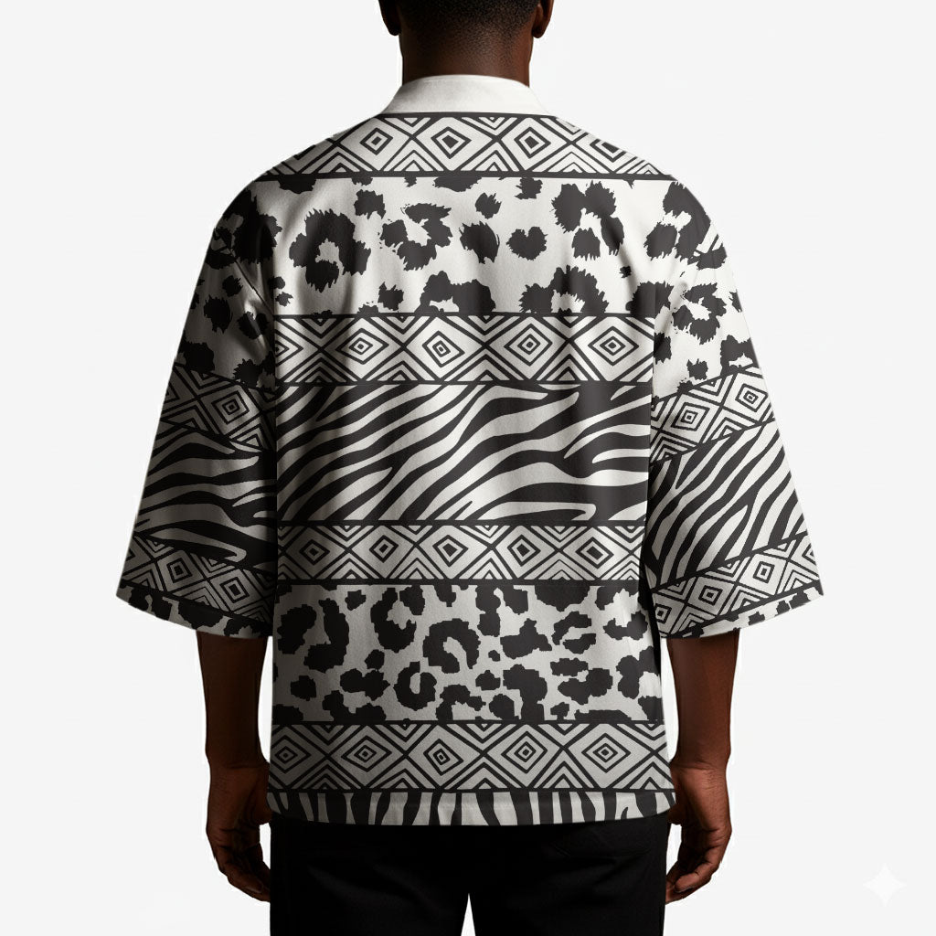 Nigeria Traditional Coral Bead Attire Kimono African Tribal Element Wild Animal Skins