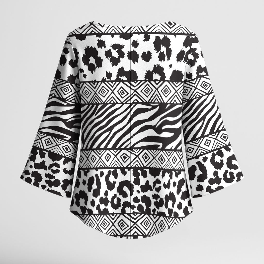 Nigeria Traditional Coral Bead Attire Kimono Sleeve Blouse African Tribal Element Wild Animal Skins