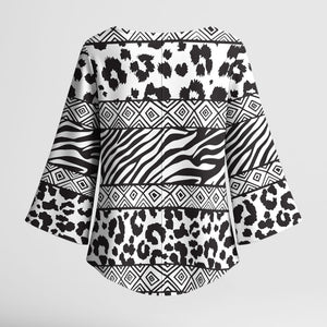 Nigeria Traditional Coral Bead Attire Kimono Sleeve Blouse African Tribal Element Wild Animal Skins