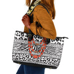 Nigeria Traditional Coral Bead Attire Leather Tote Bag African Tribal Element Wild Animal Skins