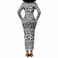 Nigeria Traditional Coral Bead Attire Long Sleeve Bodycon Dress African Tribal Element Wild Animal Skins
