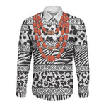 Nigeria Traditional Coral Bead Attire Long Sleeve Button Shirt African Tribal Element Wild Animal Skins