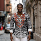 Nigeria Traditional Coral Bead Attire Long Sleeve Button Shirt African Tribal Element Wild Animal Skins