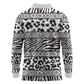 Nigeria Traditional Coral Bead Attire Long Sleeve Polo Shirt African Tribal Element Wild Animal Skins