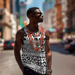 Nigeria Traditional Coral Bead Attire Men Tank Top African Tribal Element Wild Animal Skins