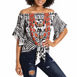 Nigeria Traditional Coral Bead Attire Off Shoulder Wrap Waist Top African Tribal Element Wild Animal Skins