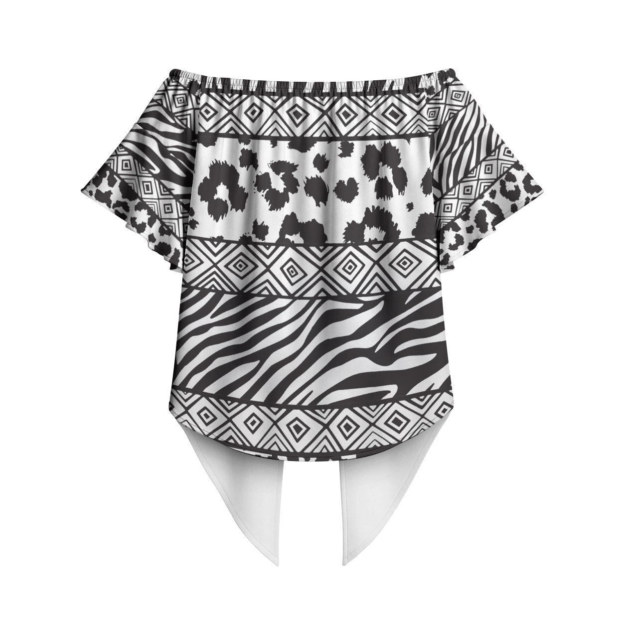 Nigeria Traditional Coral Bead Attire Off Shoulder Wrap Waist Top African Tribal Element Wild Animal Skins