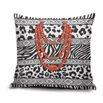 Nigeria Traditional Coral Bead Attire Pillow Cover African Tribal Element Wild Animal Skins
