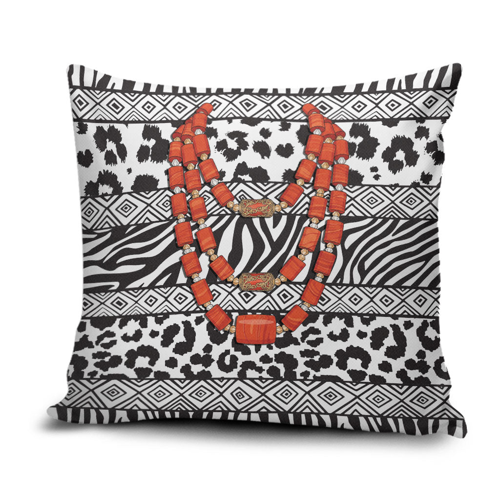 Nigeria Traditional Coral Bead Attire Pillow Cover African Tribal Element Wild Animal Skins
