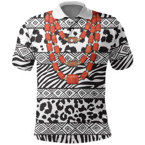 Nigeria Traditional Coral Bead Attire Polo Shirt African Tribal Element Wild Animal Skins