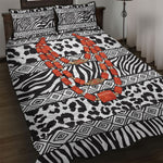 Nigeria Traditional Coral Bead Attire Quilt Bed Set African Tribal Element Wild Animal Skins