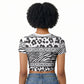 Nigeria Traditional Coral Bead Attire Raglan Cropped T shirt African Tribal Element Wild Animal Skins