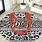 Nigeria Traditional Coral Bead Attire Round Carpet African Tribal Element Wild Animal Skins