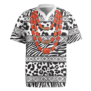 Nigeria Traditional Coral Bead Attire Rugby Jersey African Tribal Element Wild Animal Skins