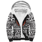 Nigeria Traditional Coral Bead Attire Sherpa Hoodie African Tribal Element Wild Animal Skins