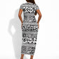 Nigeria Traditional Coral Bead Attire Short Sleeve Bodycon Dress African Tribal Element Wild Animal Skins