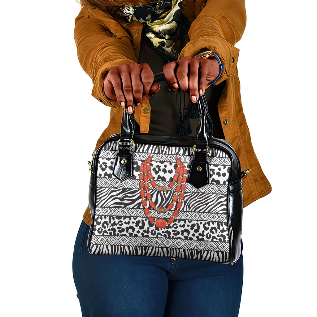 Nigeria Traditional Coral Bead Attire Shoulder Handbag African Tribal Element Wild Animal Skins