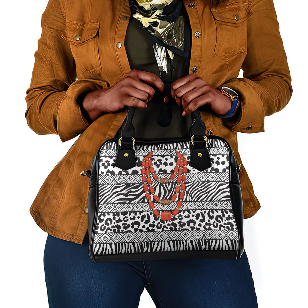 Nigeria Traditional Coral Bead Attire Shoulder Handbag African Tribal Element Wild Animal Skins