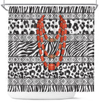 Nigeria Traditional Coral Bead Attire Shower Curtain African Tribal Element Wild Animal Skins