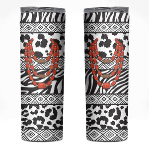 Nigeria Traditional Coral Bead Attire Skinny Tumbler African Tribal Element Wild Animal Skins