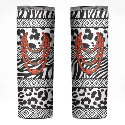 Nigeria Traditional Coral Bead Attire Skinny Tumbler African Tribal Element Wild Animal Skins
