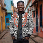 Nigeria Traditional Coral Bead Attire Sleeve Zip Bomber Jacket African Tribal Element Wild Animal Skins