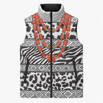 Nigeria Traditional Coral Bead Attire Sleeveless Puffer Jacket African Tribal Element Wild Animal Skins