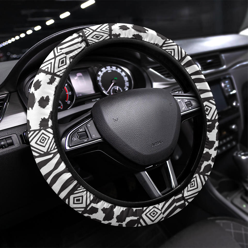Nigeria Traditional Coral Bead Attire Steering Wheel Cover African Tribal Element Wild Animal Skins