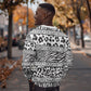 Nigeria Traditional Coral Bead Attire Sweatshirt African Tribal Element Wild Animal Skins