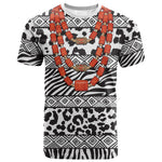 Nigeria Traditional Coral Bead Attire T shirt African Tribal Element Wild Animal Skins