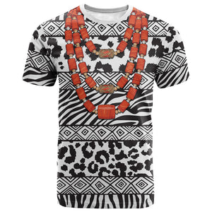 Nigeria Traditional Coral Bead Attire T shirt African Tribal Element Wild Animal Skins