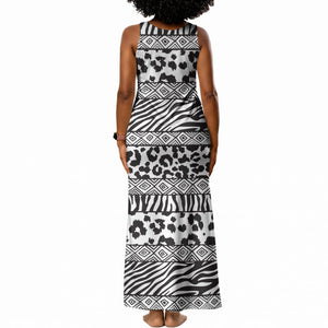 Nigeria Traditional Coral Bead Attire Tank Maxi Dress African Tribal Element Wild Animal Skins