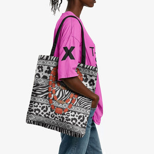 Nigeria Traditional Coral Bead Attire Tote Bag African Tribal Element Wild Animal Skins