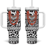 Nigeria Traditional Coral Bead Attire Tumbler With Handle African Tribal Element Wild Animal Skins
