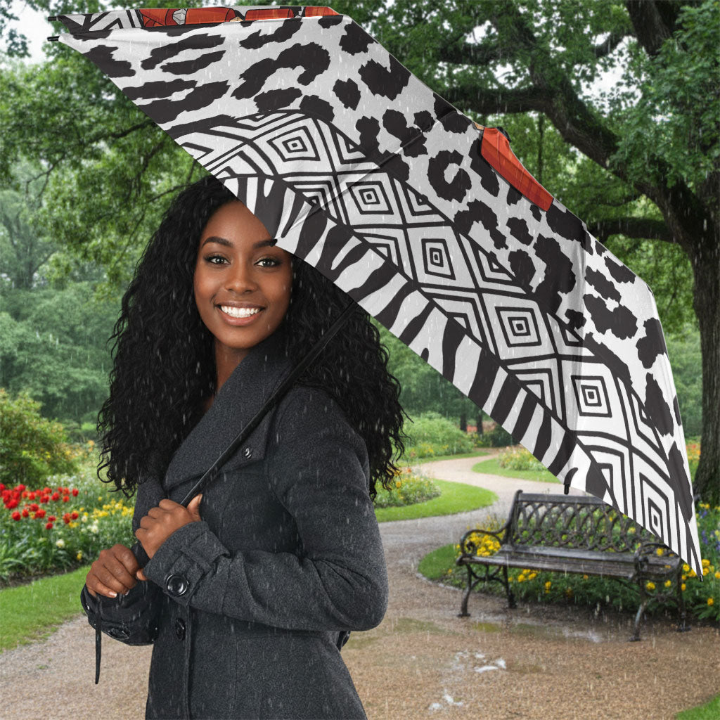 Nigeria Traditional Coral Bead Attire Umbrella African Tribal Element Wild Animal Skins
