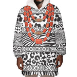 Nigeria Traditional Coral Bead Attire Wearable Blanket Hoodie African Tribal Element Wild Animal Skins
