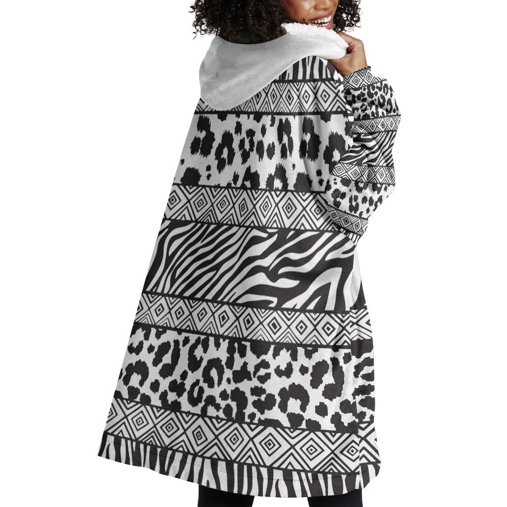 Nigeria Traditional Coral Bead Attire Wearable Blanket Hoodie African Tribal Element Wild Animal Skins