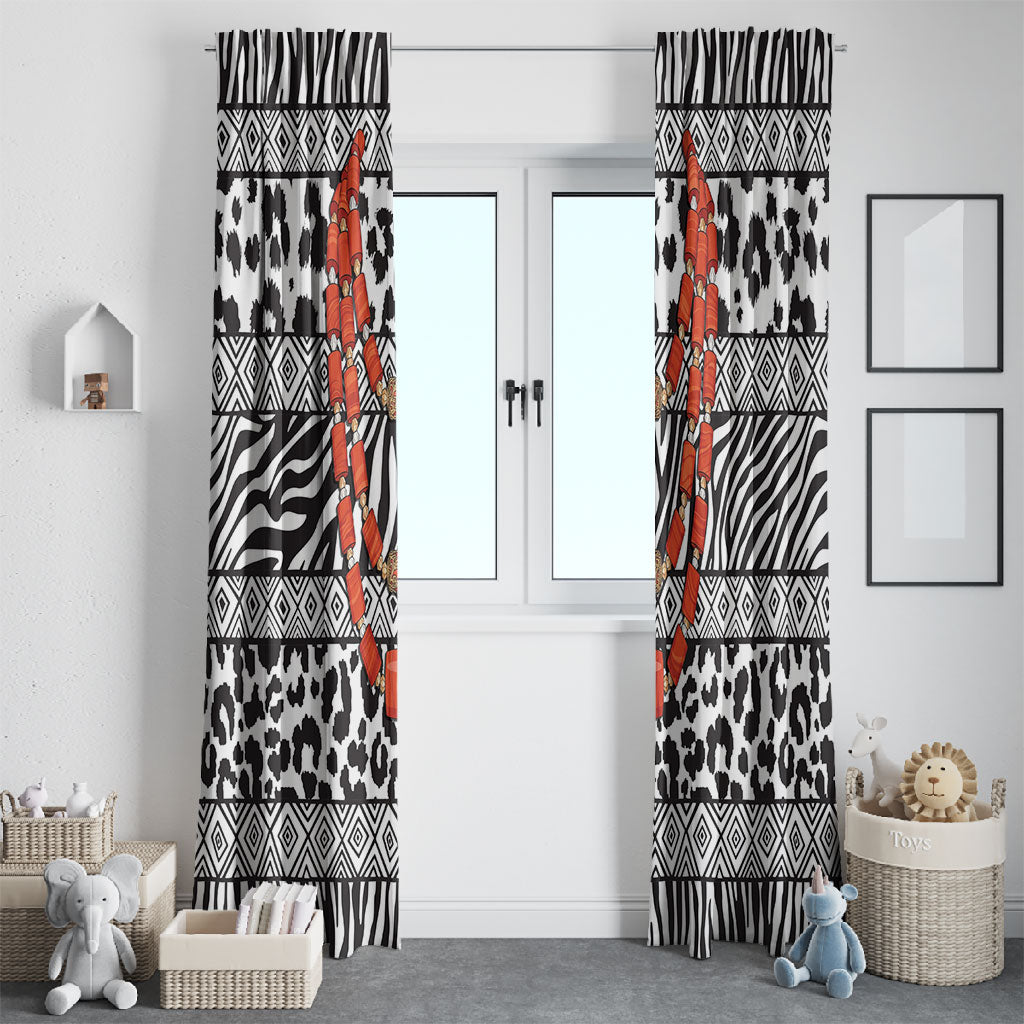 Nigeria Traditional Coral Bead Attire Window Curtain African Tribal Element Wild Animal Skins