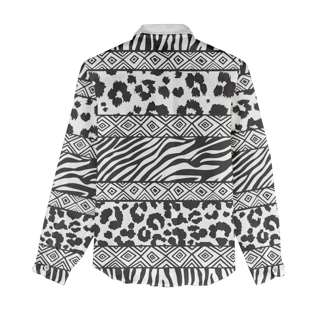 Nigeria Traditional Coral Bead Attire Women Casual Shirt African Tribal Element Wild Animal Skins