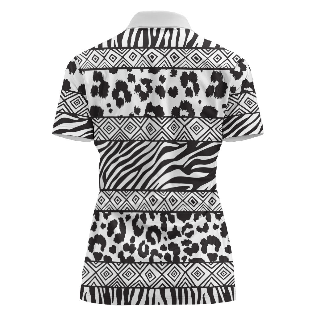 Nigeria Traditional Coral Bead Attire Women Polo Shirt African Tribal Element Wild Animal Skins